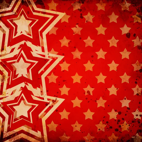 红色 grunge 背景与明星 — 图库照片