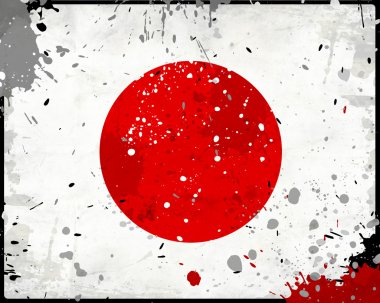 Grunge Japonya bayrağı ile lekeleri