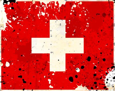 Grunge İsviçre bayrağı ile lekeleri