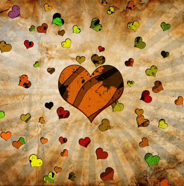 Abstract grunge background with hearts clipart