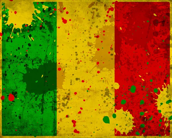 Grunge Mali Flagge mit Flecken — Stockfoto