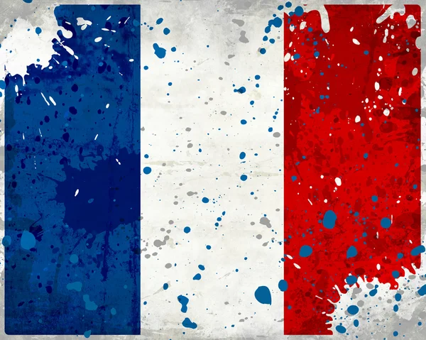Grunge Bandera de Francia con manchas —  Fotos de Stock