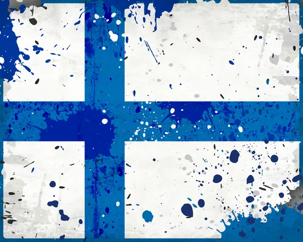 Прапор Фінляндії гранж з плями — стокове фото