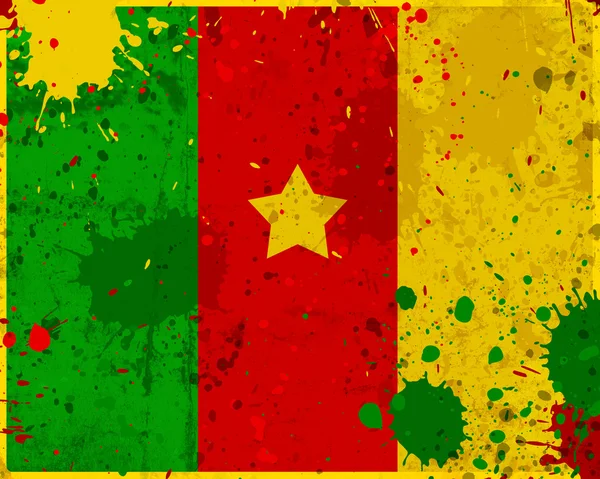 Grunge drapeau camerounais avec taches — Photo