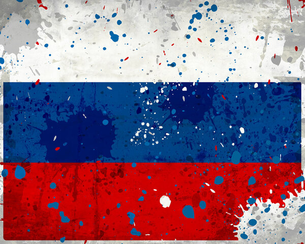 Grunge Russia flag with stains - flag series