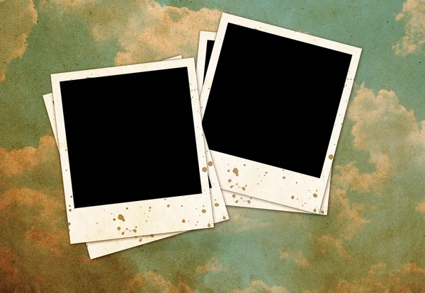 Two vintage stamps on old photo of sky — Stock Photo, Image