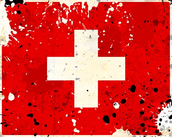 Grunge Schweizer Flagge mit Flecken — Stockfoto