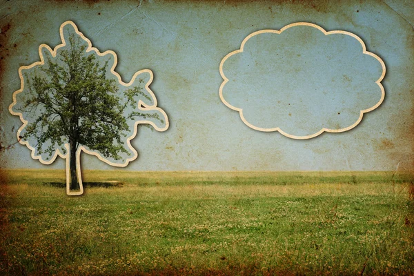 Vintage background with tree cut from old photo — Stock Photo, Image