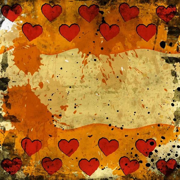 Grunge kırmızı Kalpler — Stok fotoğraf