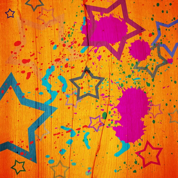 Yıldız ve ahşap lekeler Grunge arka — Stok fotoğraf