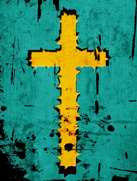 Гранжевий фон з хрестом і плямами — стокове фото
