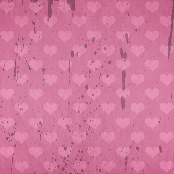 Grunge retro background with hearts and stains — Stock Photo, Image