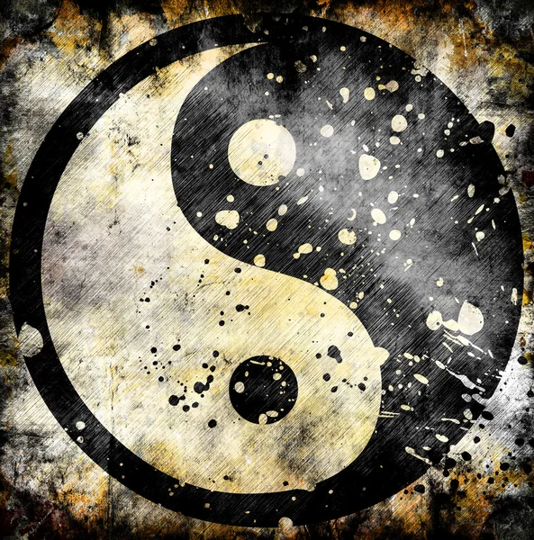 Символ Инь Ян на гранже — стоковое фото