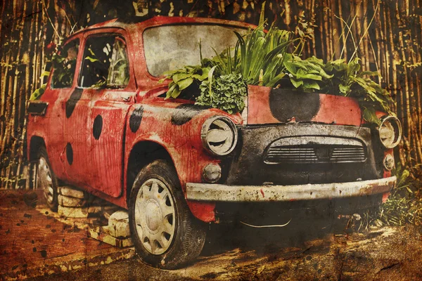 Staré červené auto — Stock fotografie
