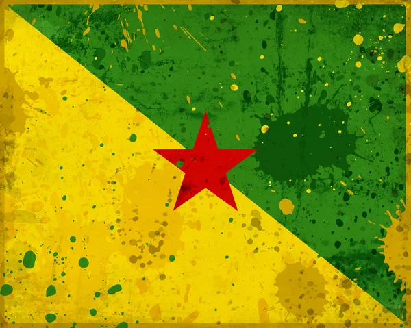 Grunge drapeau de Guyane française avec des taches — Photo