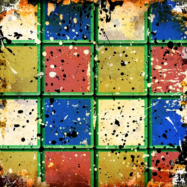 Grunge kleurrijke vierkantjes — Stockfoto