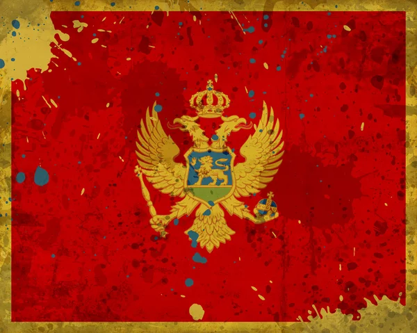 Vlajka Černé hory grunge s skvrny — Stock fotografie