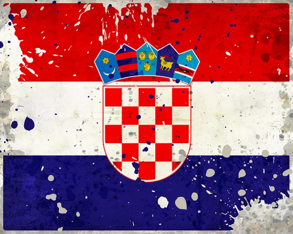 Grunge Kroatië vlag met vlekken — Stockfoto