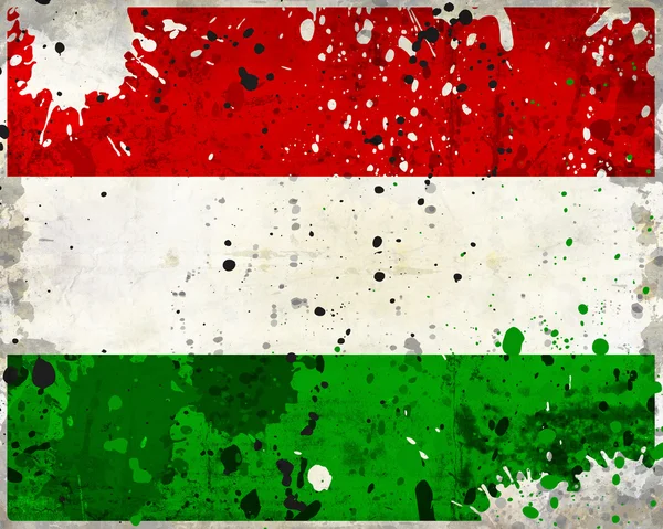 Гранж-флаг Венгрии с пятнами — стоковое фото