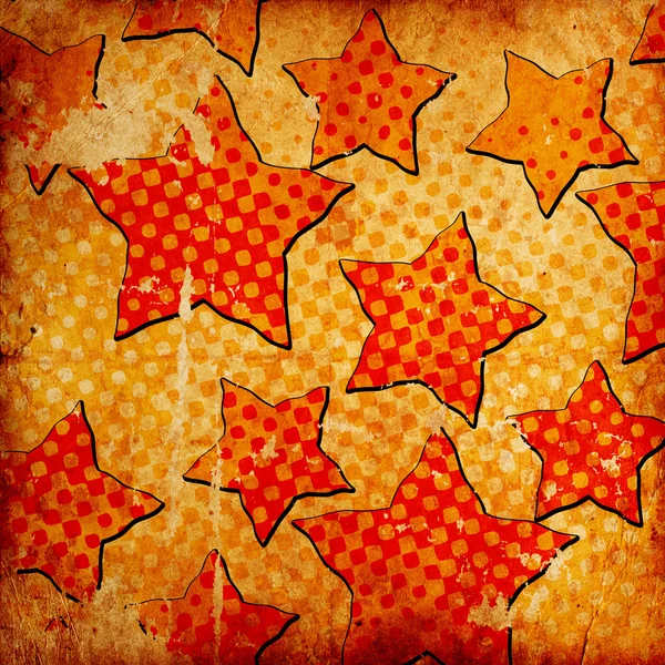 Estrellas abstractas sobre fondo grunge con arañazos — Foto de Stock