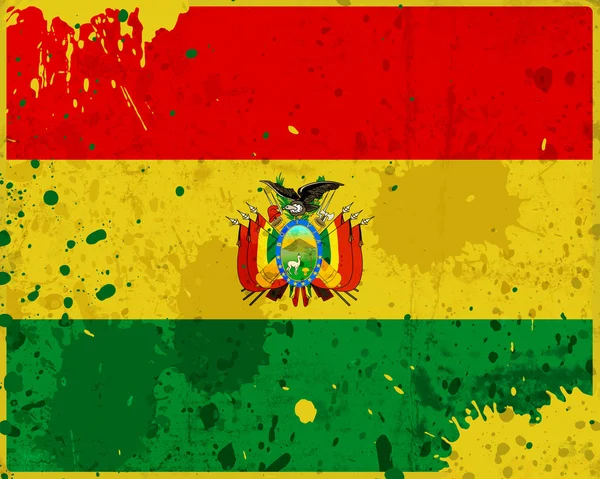 Grunge Drapeau Bolivie avec des taches — Photo