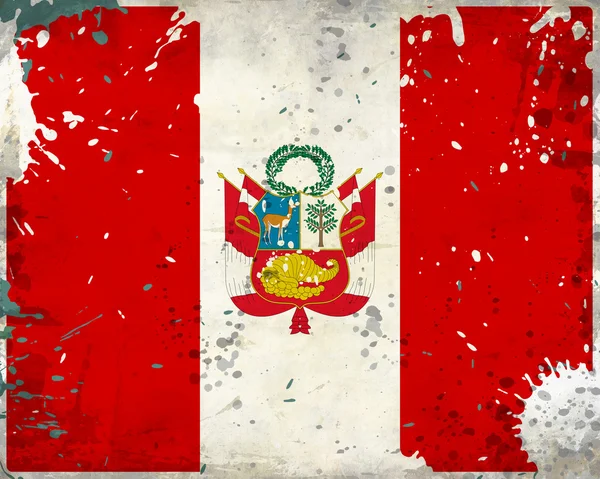 Bandeira Grunge Peru com manchas — Fotografia de Stock