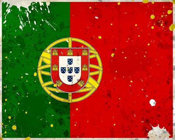 Flaga Portugalii granica z plamami — Zdjęcie stockowe