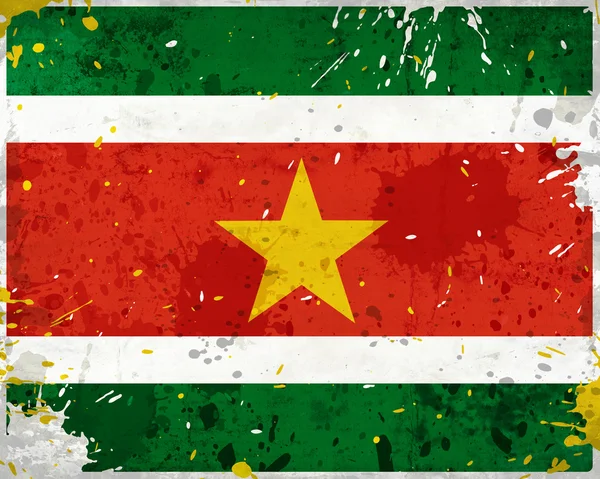 Grunge Suriname vlag met vlekken — Stockfoto