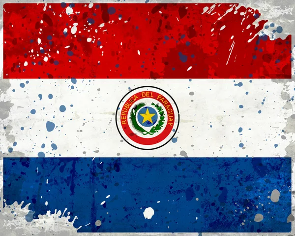 Grunge Bandiera Paraguay con macchie — Foto Stock