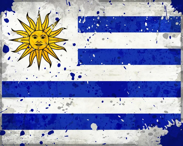 Bandera Grunge Uruguay con manchas —  Fotos de Stock