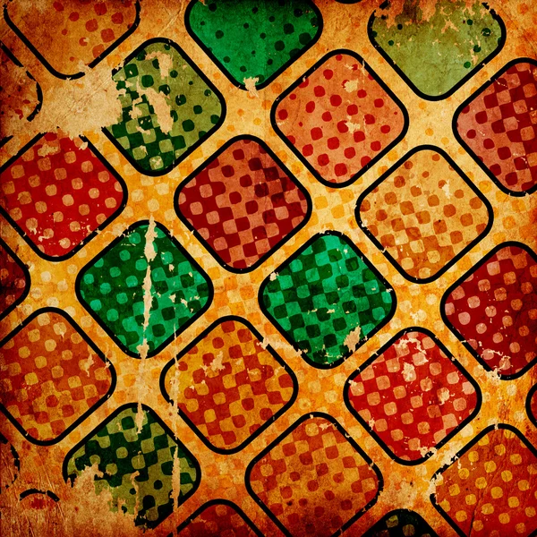 Grunge fargerike firkanter med flekker – stockfoto
