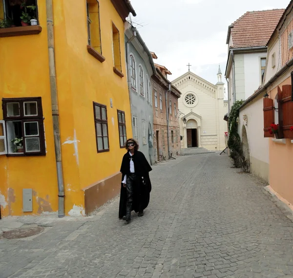 stock image A street in Sighisoara, Romania, Transylvania