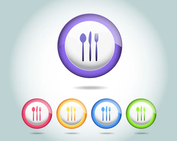 Vector Glossy Dinner icon and multicolored — Stock Vector