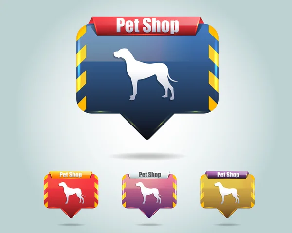 stock vector Vector Glossy Pet Shop Icon Button and multicolored