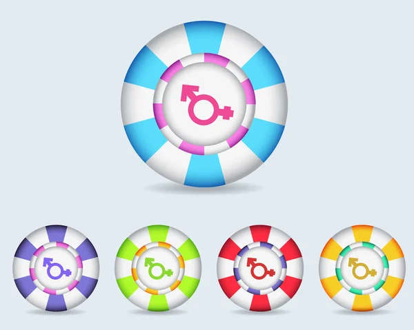 Vector Sphere Sexuality Icon Button and multicolored — Stock Vector