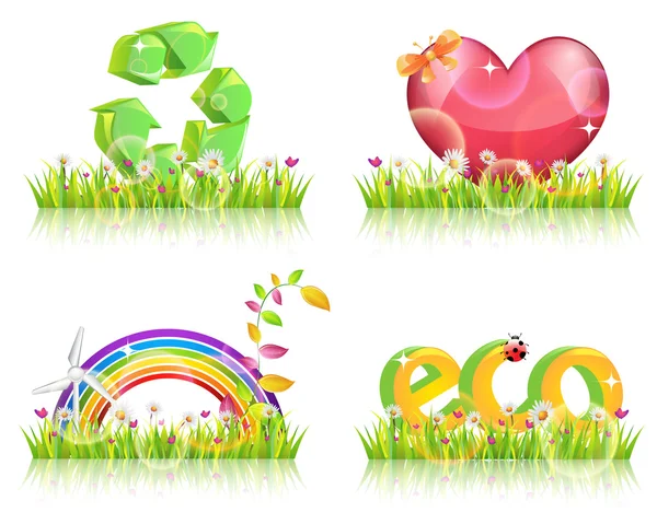Eco Abstract Background Icon Set Vector — Stock Vector