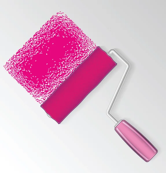 Rouleau de peinture rose — Image vectorielle