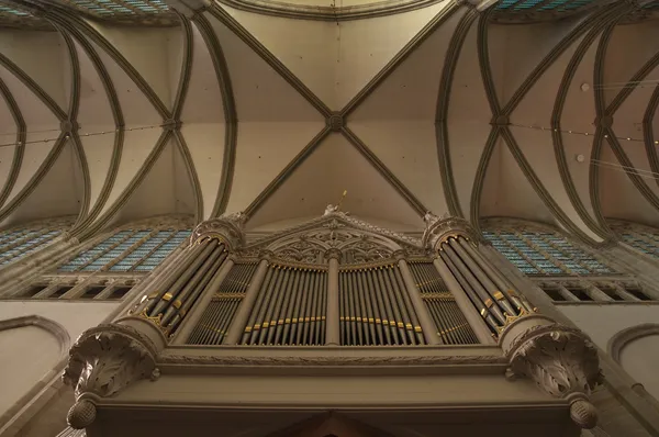 Oude orgel onder een kruis vault — Stockfoto
