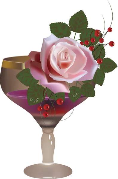 Trandafir, sărbătoare, alcool, vin — Vector de stoc