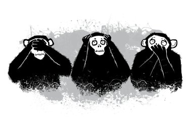 The author's illustration. Three monkeys. clipart