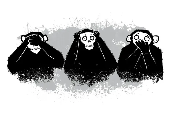 Иллюстрация автора. Три обезьяны . — стоковое фото