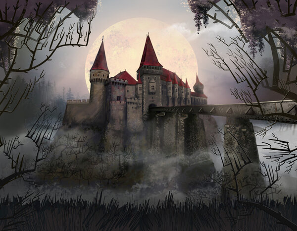 Author's illustration of an old castle in Romania