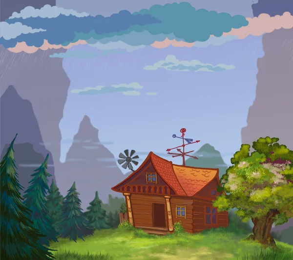 The magic peasant's log hut-laboratory in a nice nature place. — Stock Image The magic peasant's log hut-laboratory in a nice nature place. Royalty Free Stock Images