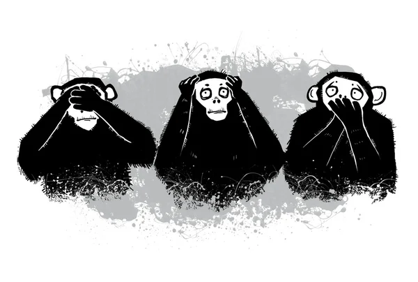 A ilustração do autor. Três macacos. . — Fotografia de Stock