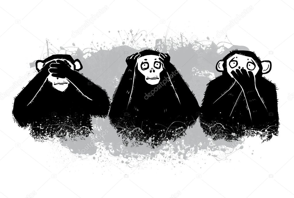 The author's illustration. Three monkeys.