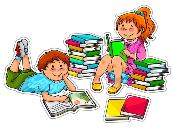 Чтение детей — стоковый вектор