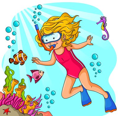 Young diver clipart