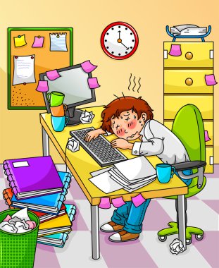 Exhausted worker clipart