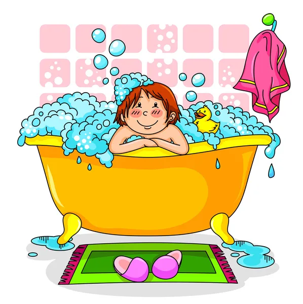 Enfant dans le bain — Image vectorielle