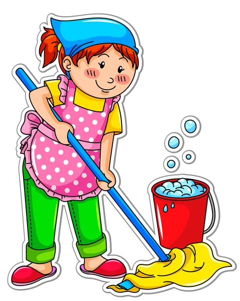 Chica de limpieza — Vector de stock